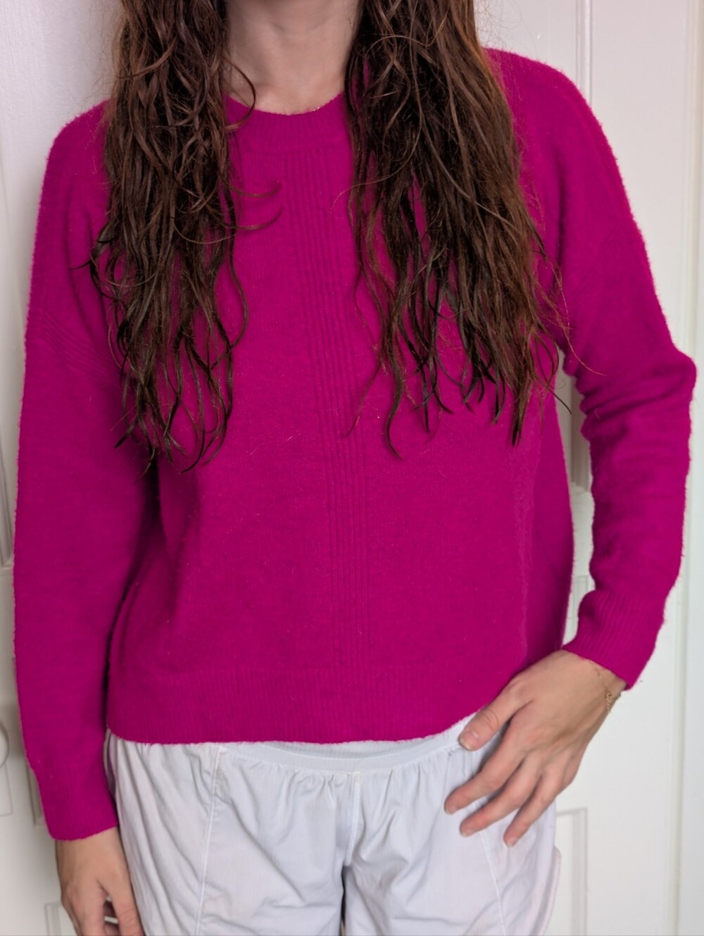 Vince Camuto Magenta Fuzzy Crop Sweater